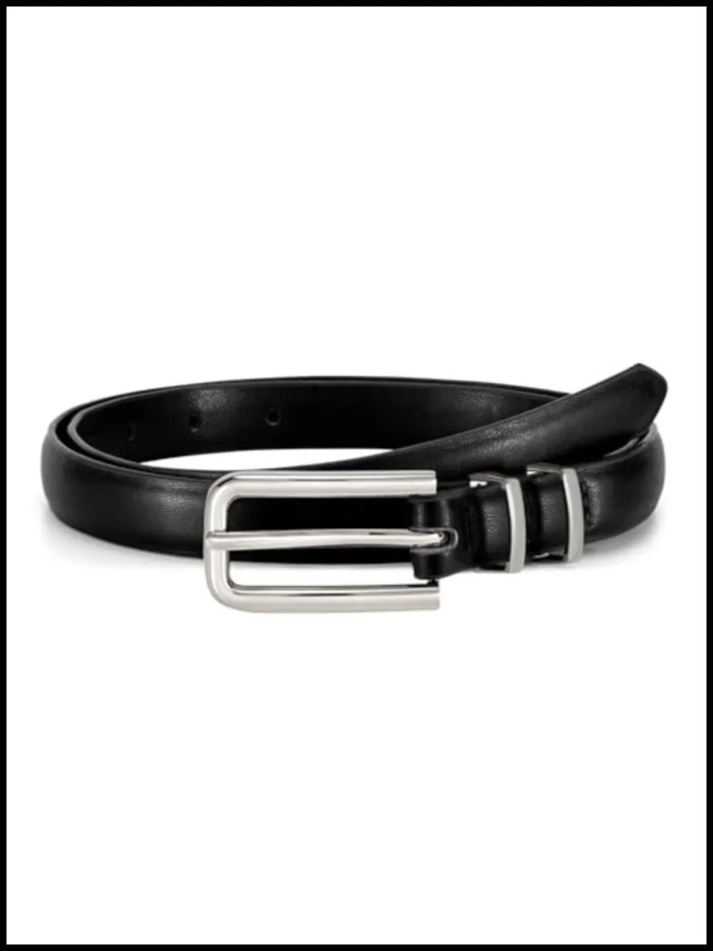 Women's Skinny PU Leather Belt with Gold Buckle - 0.7